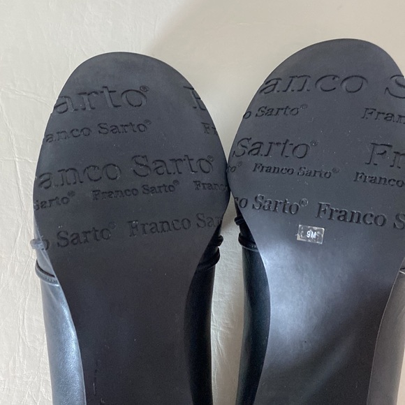 Franco Sarto black genuine leather heels with metal design. Made in Brazil. 9M - Picture 7 of 14